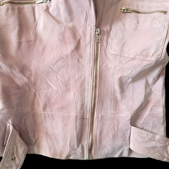 Lg Genuine leather pink suede motorcycle jacket - Picture 4 of 8